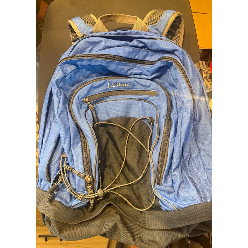 L.L.Bean 20L Nylon Hiking Daypack Backpack Blue/Gray w/ 15" Laptop Sleeve